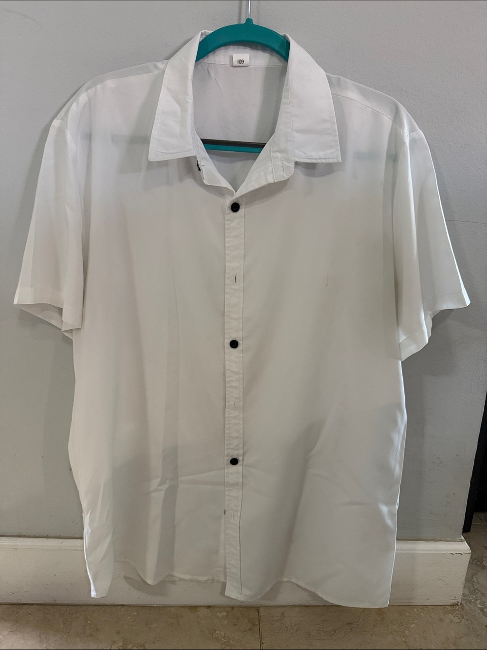 SHEIN White Short-Sleeve Casual Button-Down Shirt